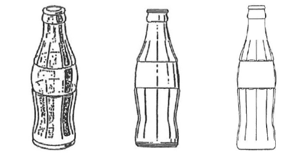 Technical drawing of Coca Cola bottles, showing their shape.