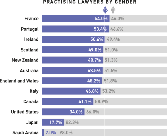 graph showing practising lawyers by gender