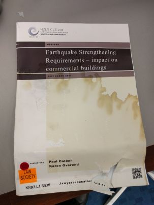Photo of earthquake damaged book