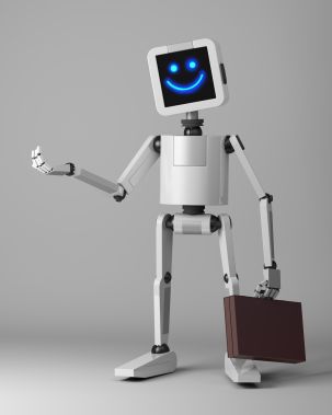 Photo of robot and briefcase