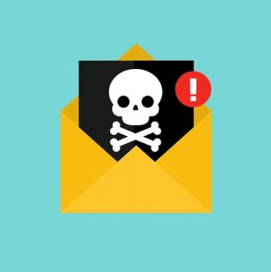 An illustration of a skull and crossbones emerging from an envelope