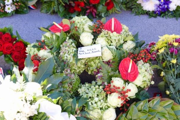 A floral wreath laid on ANZAC Day