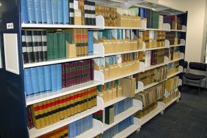 Bookshelves at the Wellington Law Library